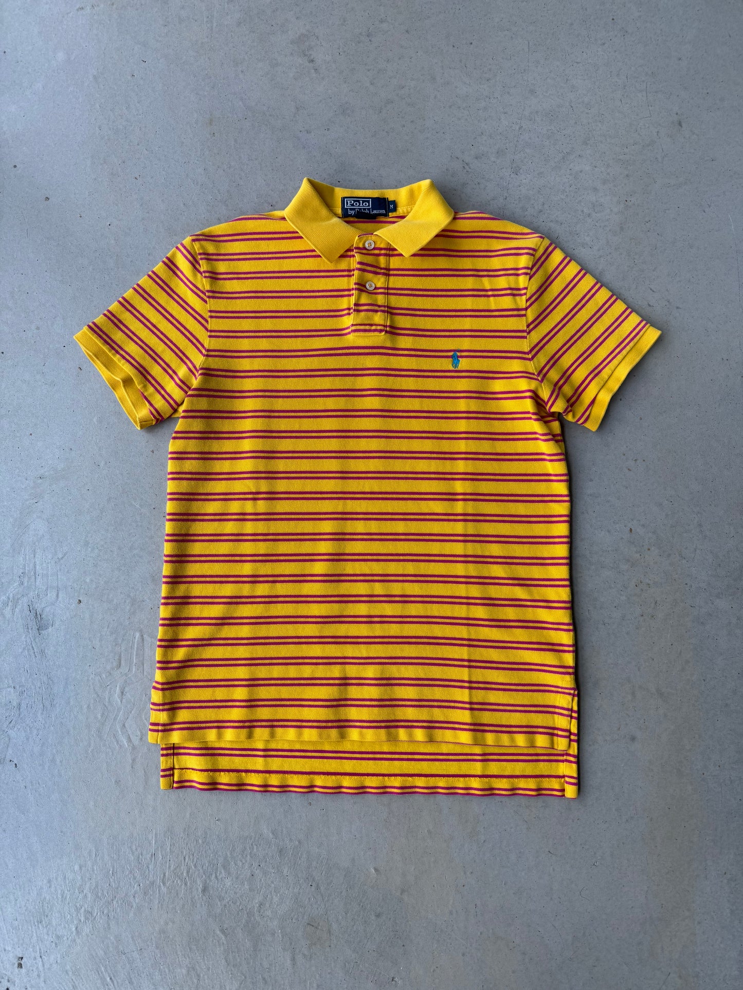 00’s Polo Ralph Lauren Yellow & Pink Striped Polo [M]