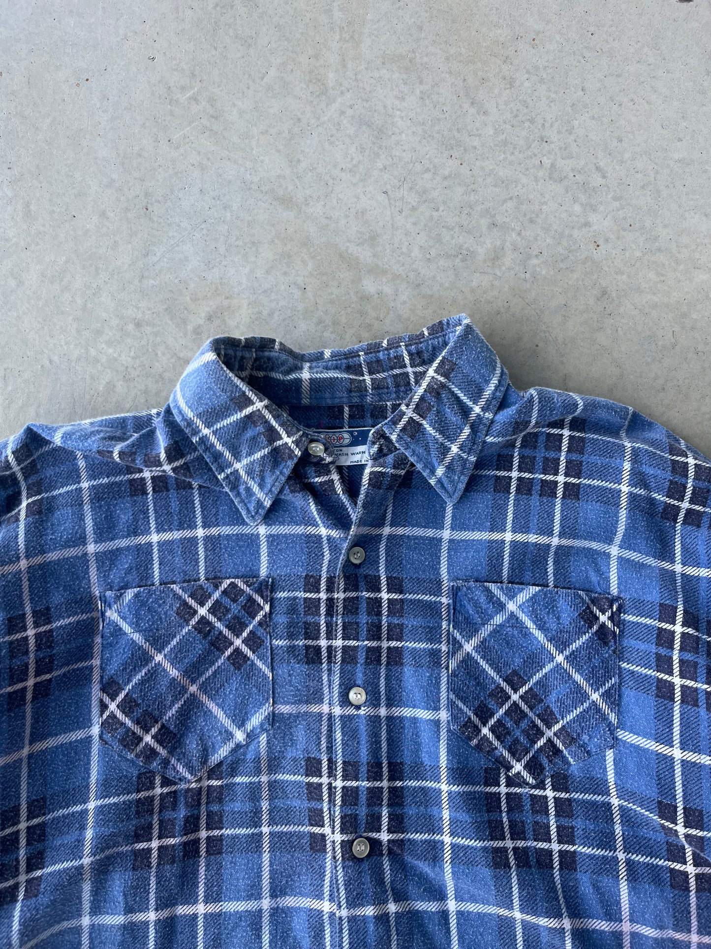 80's Blue Cotton Flannel [L]