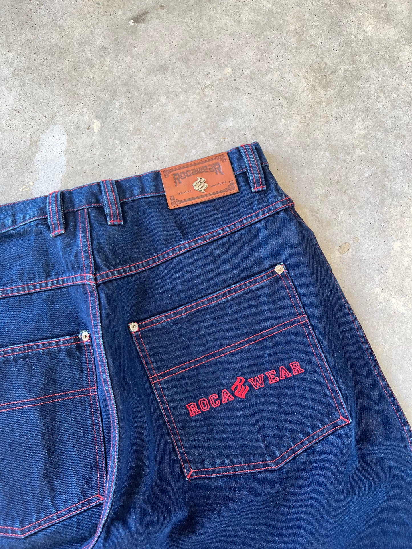 Y2K Roca Wear Embroidered Baggy Denim Shorts [36]