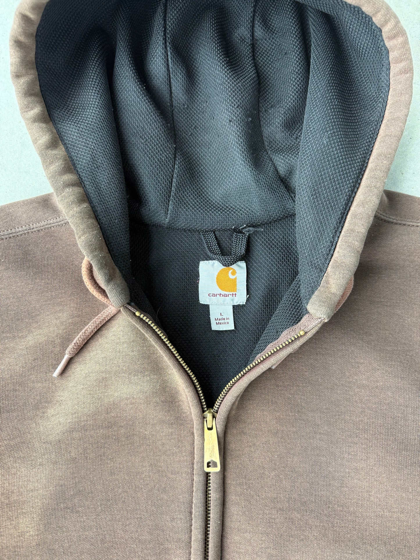 Vintage Faded Brown Carhartt Zip Up Hoodie [L]