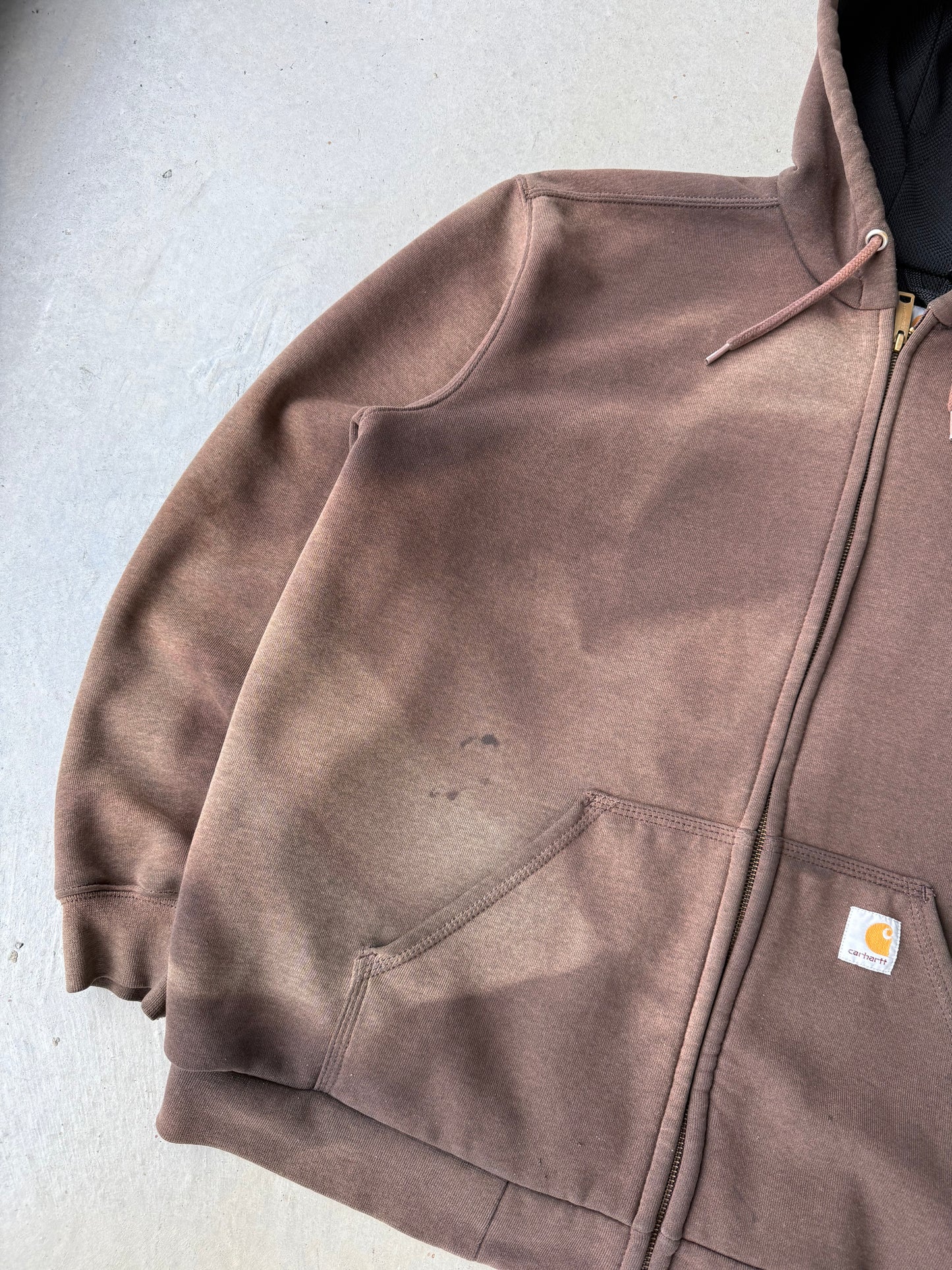 Vintage Faded Brown Carhartt Zip Up Hoodie [L]