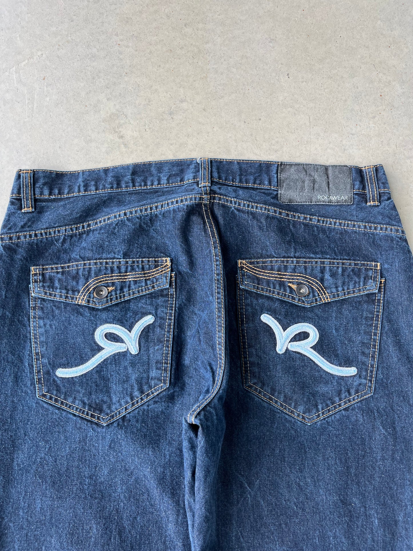 Y2K Rocawear Light Blue Embroidered Baggy Pants [40x34]