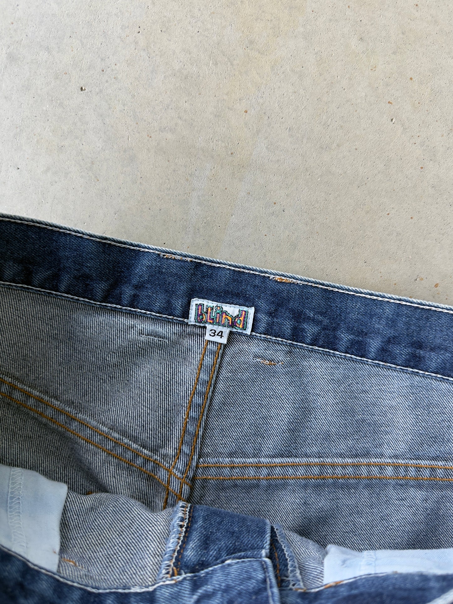 90’s Blind Skateboards Embroidered Denim Jean Shorts [34]
