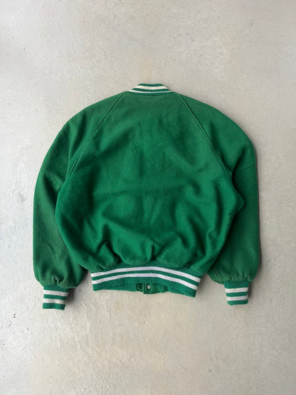 90s Green Varsity Letterman Jacket [L]