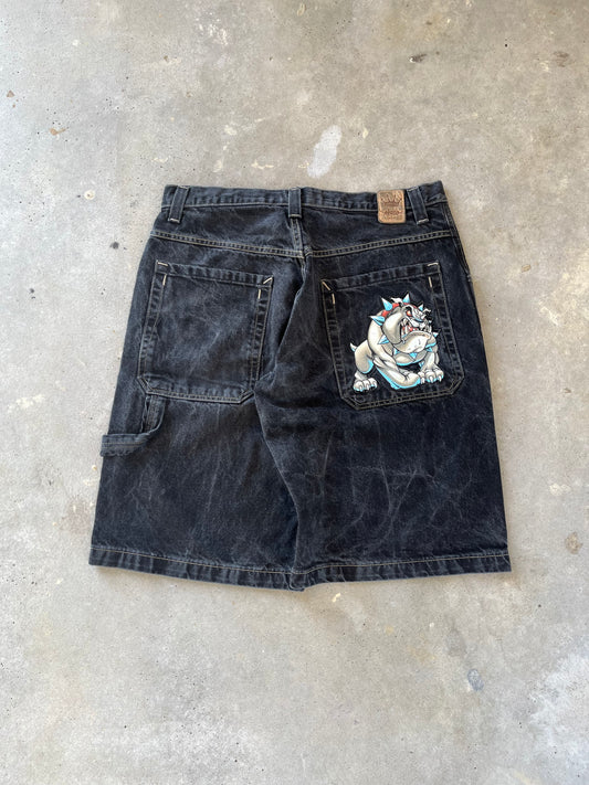 Y2K Black JNCO Bulldog Baggy Shorts [36]