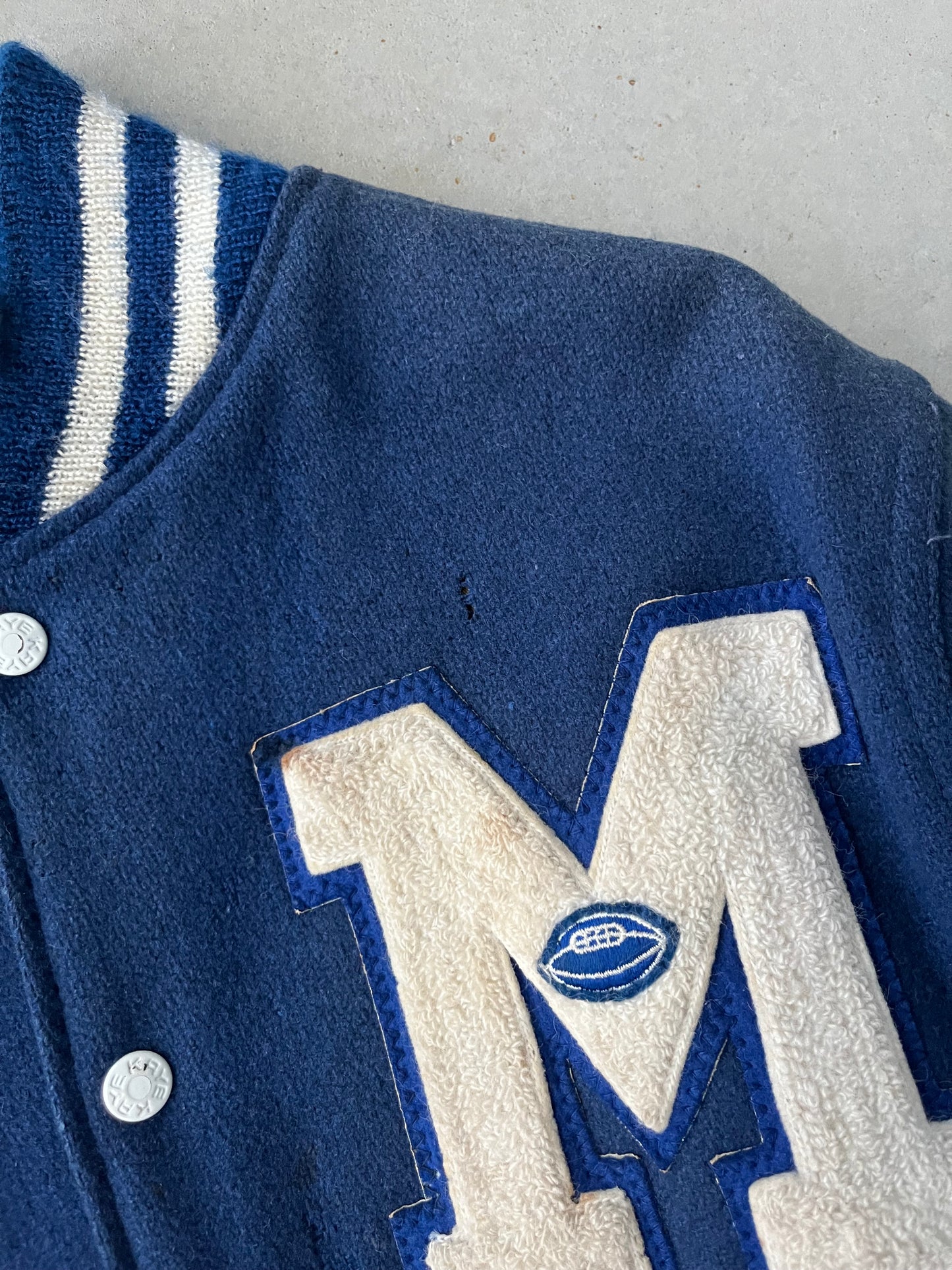 90s Varsity Letterman Blue Jacket [L]