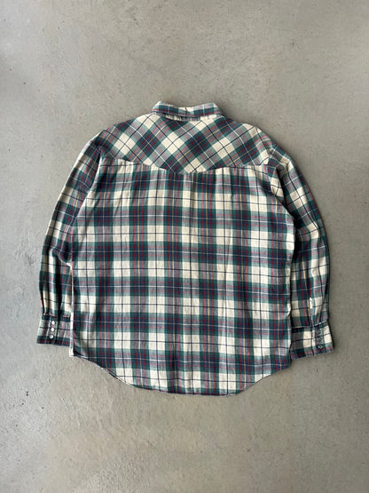 90s Western Pearl Snap Flannel [XL]