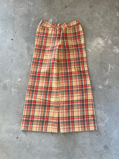 1970’s Wool Flared Plaid Pants [28x28]