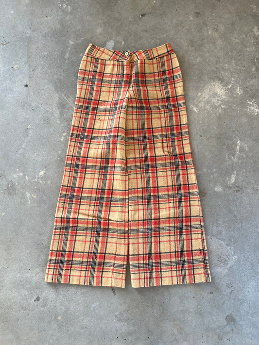 1970’s Wool Flared Plaid Pants [28x28]