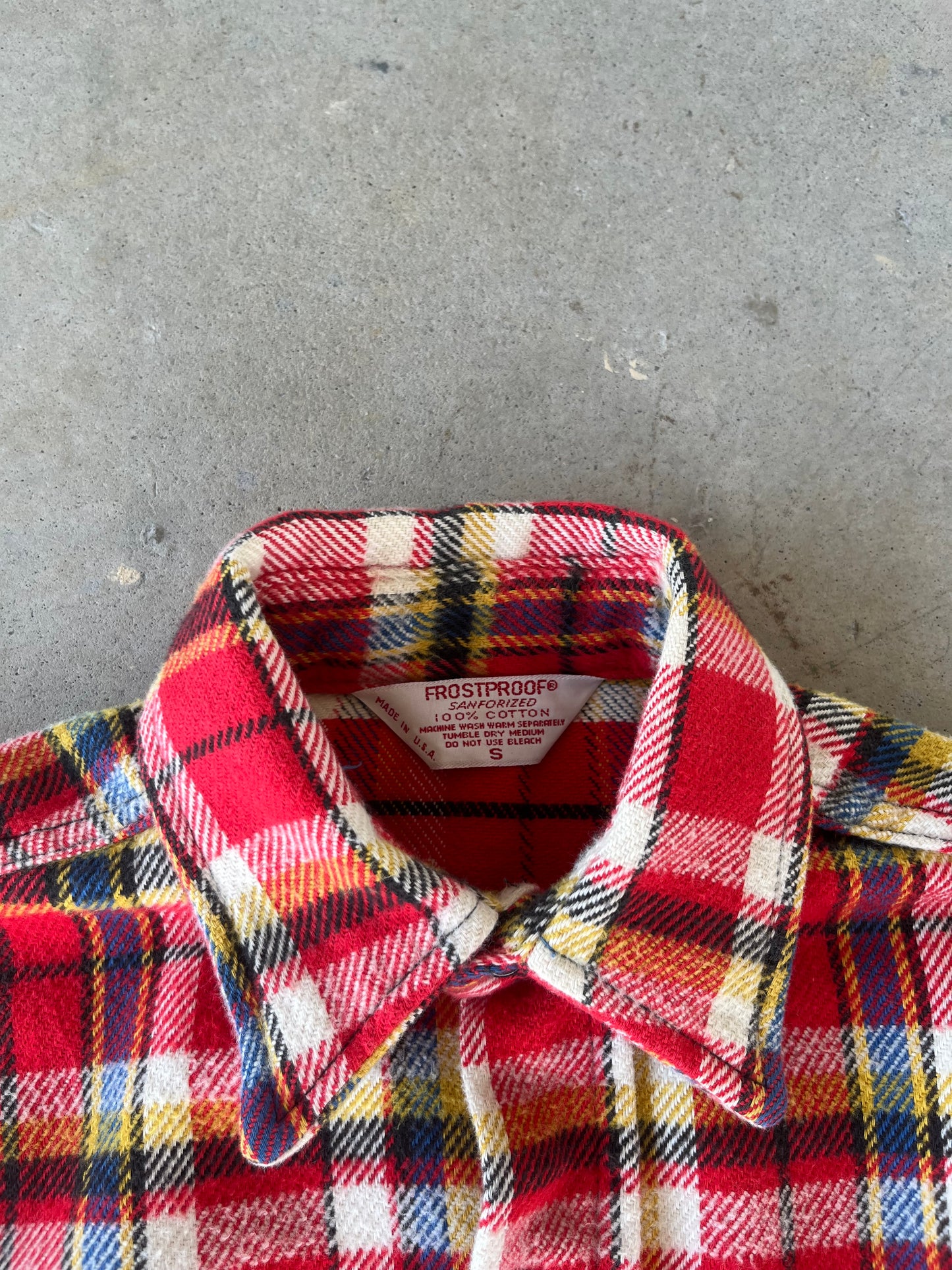 70’s Red Sanforized Plaid Flannel [S]
