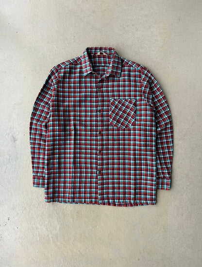 80s Plaid Long Sleeve Flannel [M]