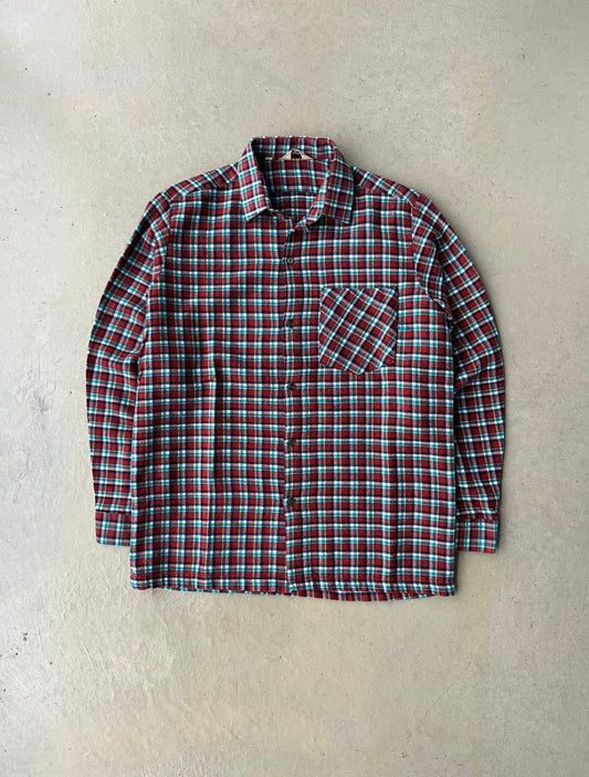 80s Plaid Long Sleeve Flannel [M]