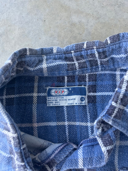 80's Blue Cotton Flannel [L]