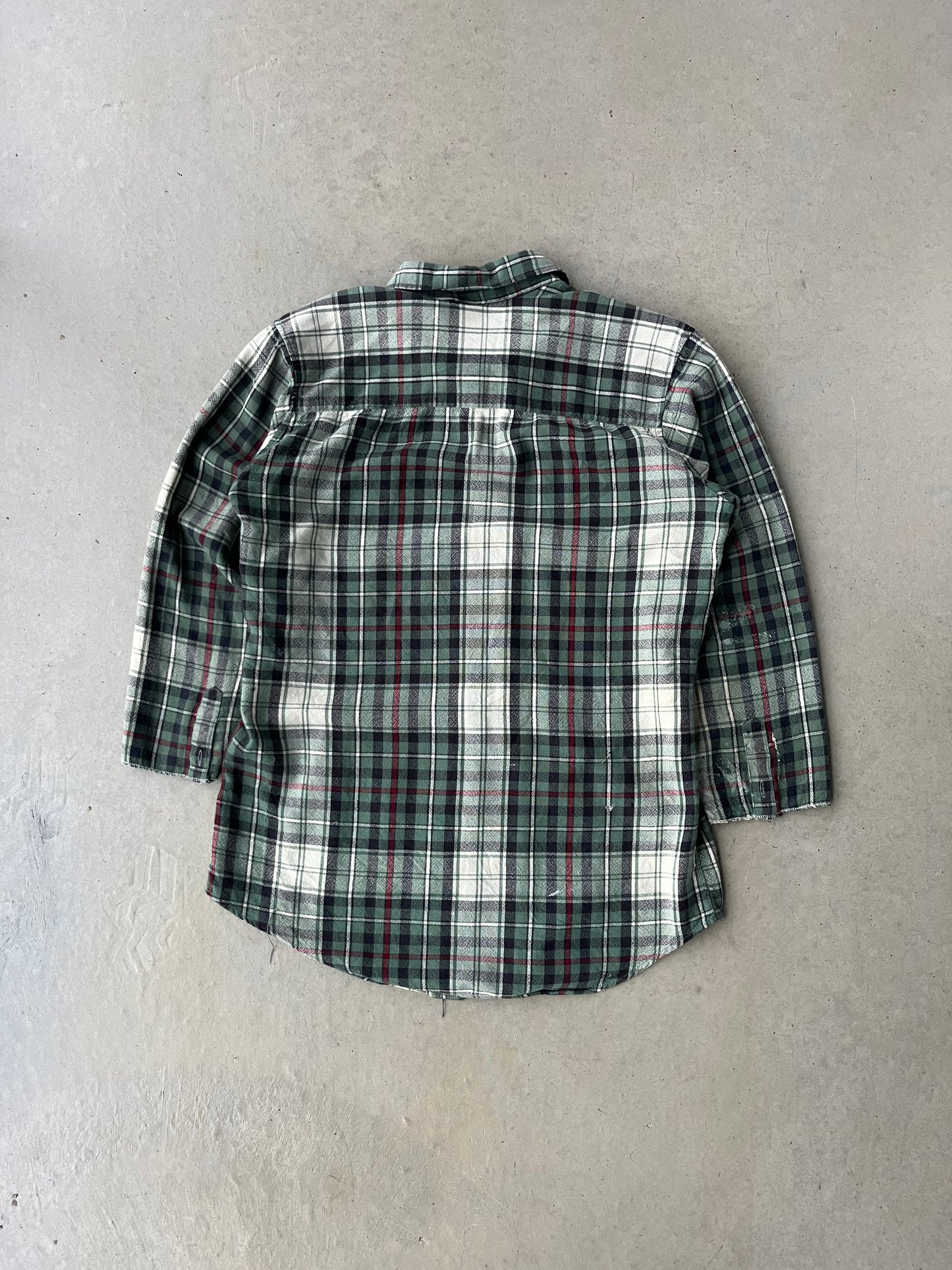 90s Plaid Green Acrylic Flannel [M]