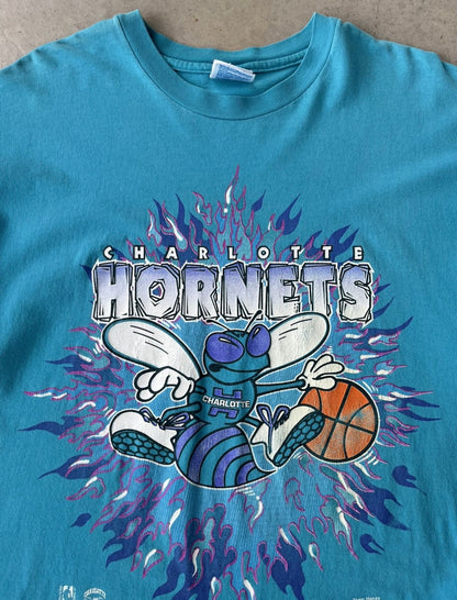 1995 Charlotte Hornets Flames T Shirt [XL]