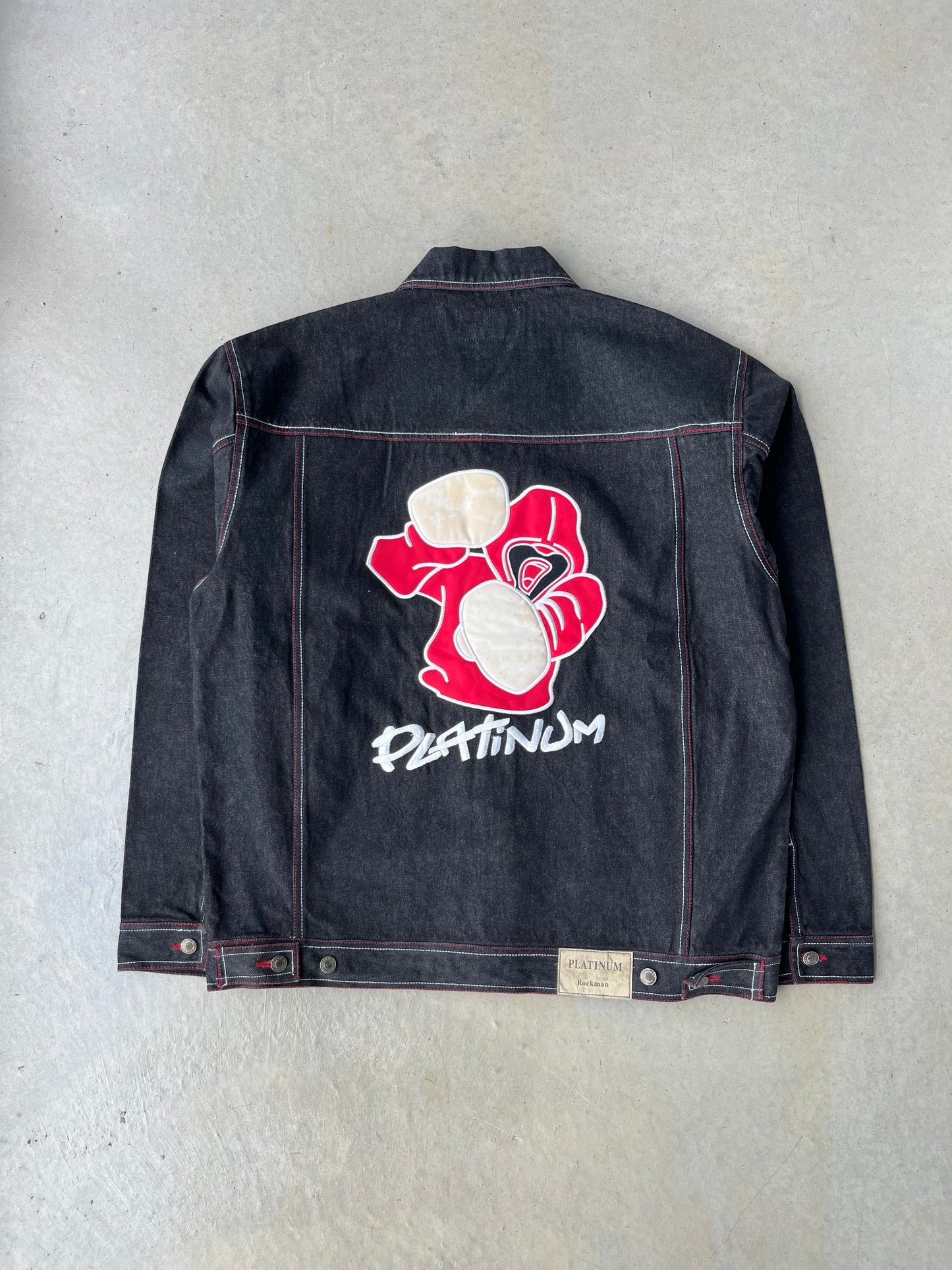 Y2K Rock Man Black Embroidered Jean Jacket [L]