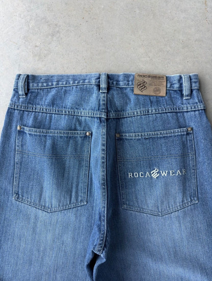 Y2K Rocawear Embroidered Baggy Denim Jeans [36x34]