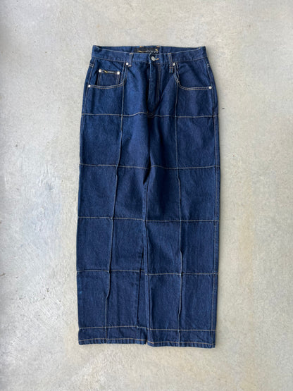 Y2K Vibes Stitched Baggy Denim Pants [34x32]