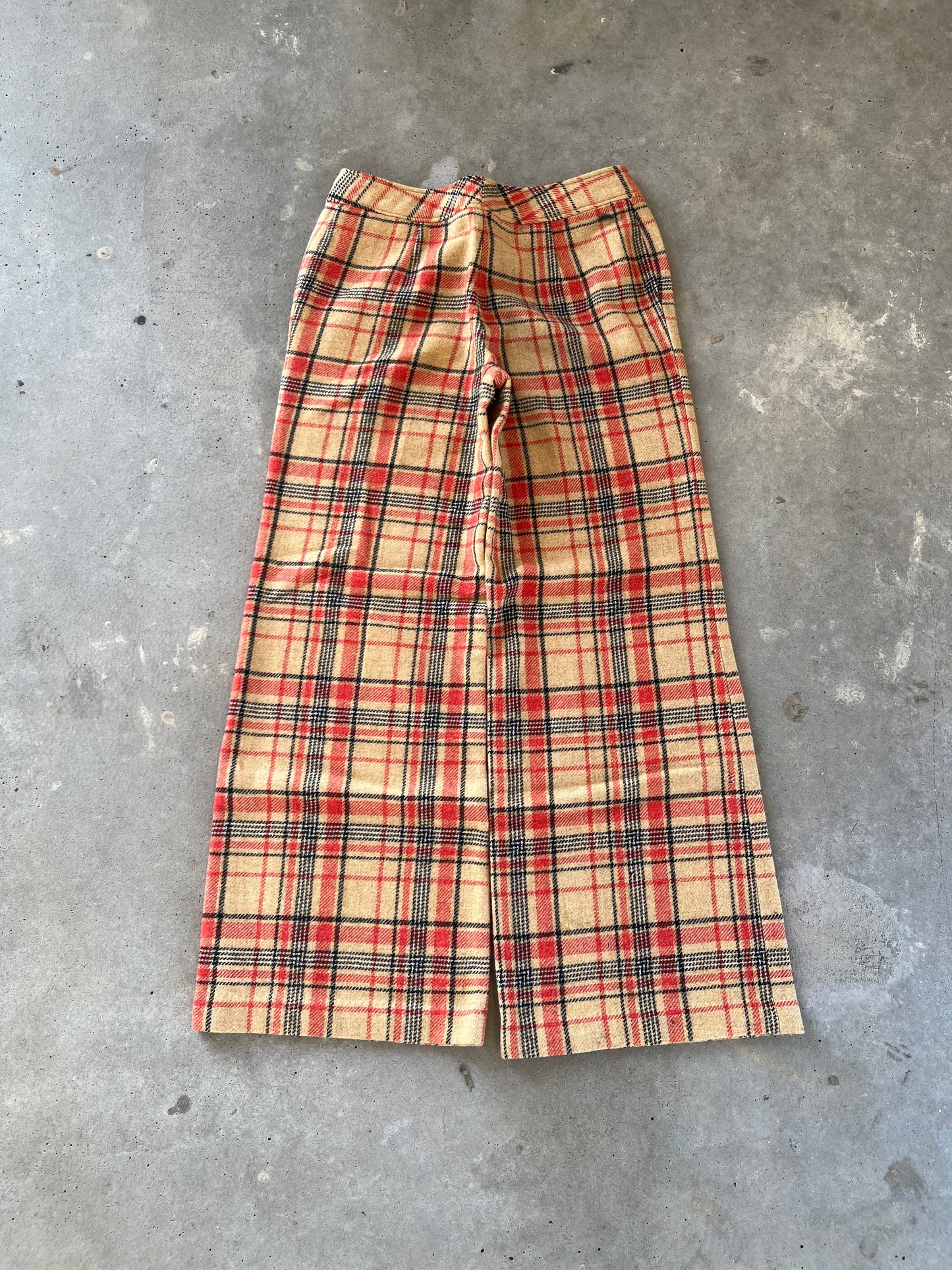 1970’s Wool Flared Plaid Pants [28x28]