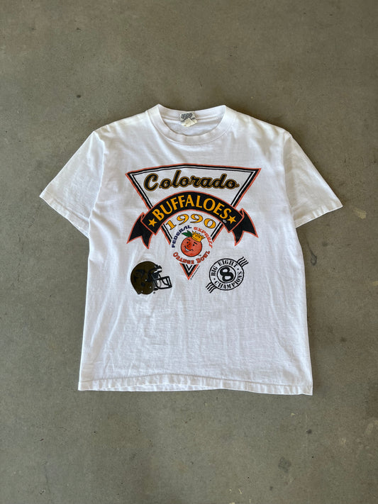 ‘90 Univ. of Colorado Football Orange Bowl T-Shirt [L]