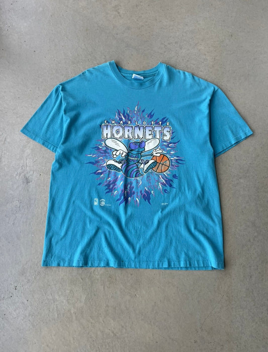 1995 Charlotte Hornets Flames T Shirt [XL]