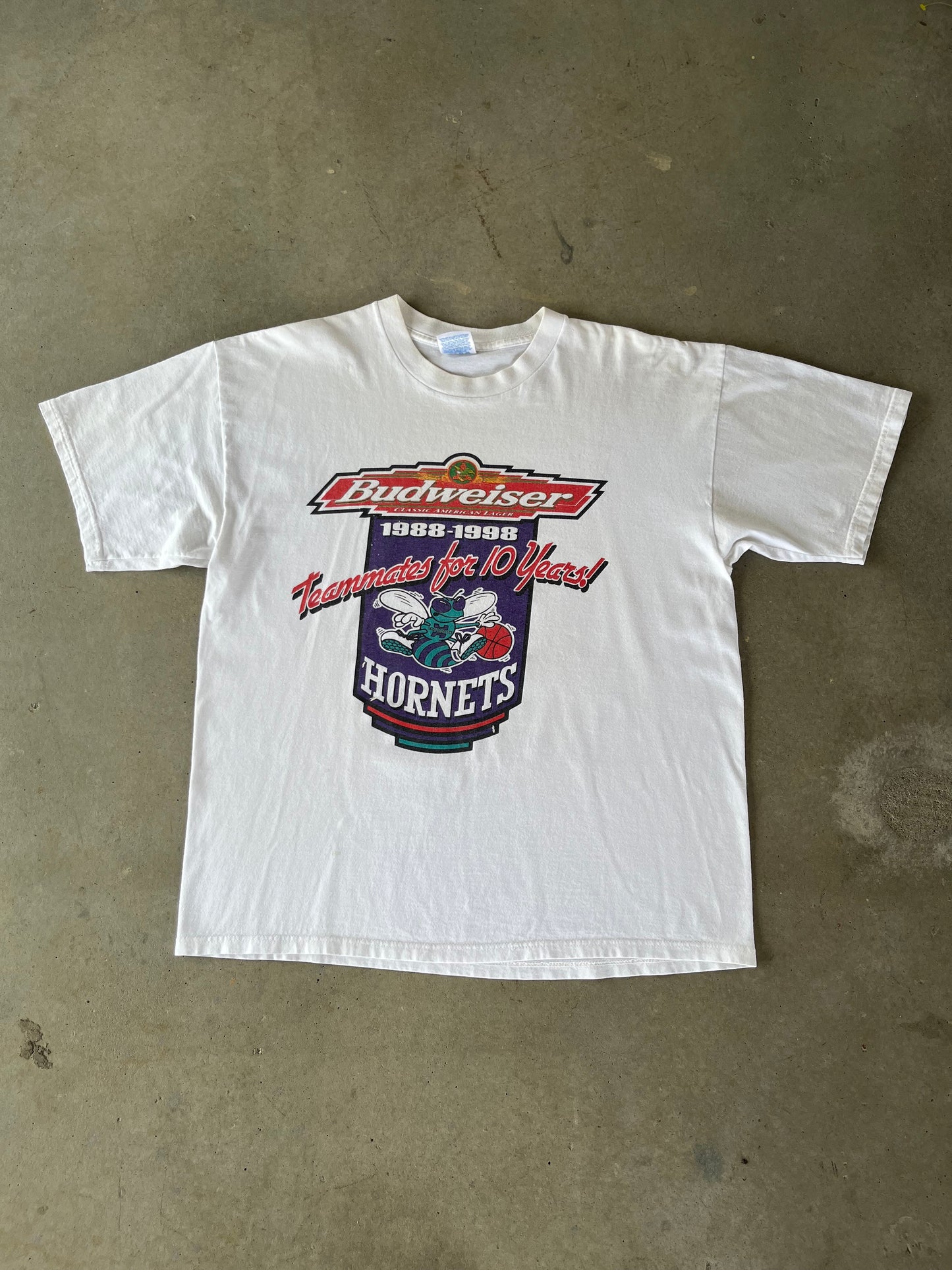 1998 Charlotte Hornets Budweiser T Shirt [L]
