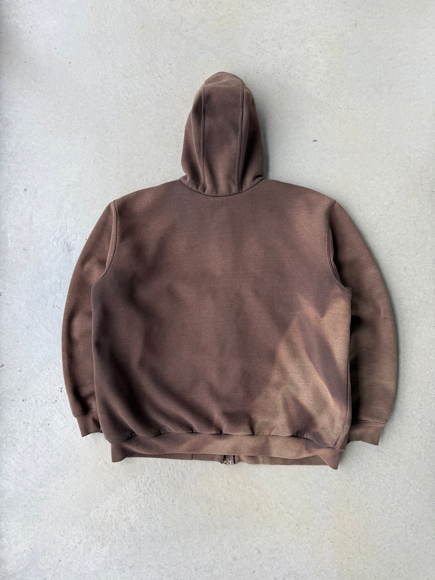 Vintage Faded Brown Carhartt Zip Up Hoodie [L]