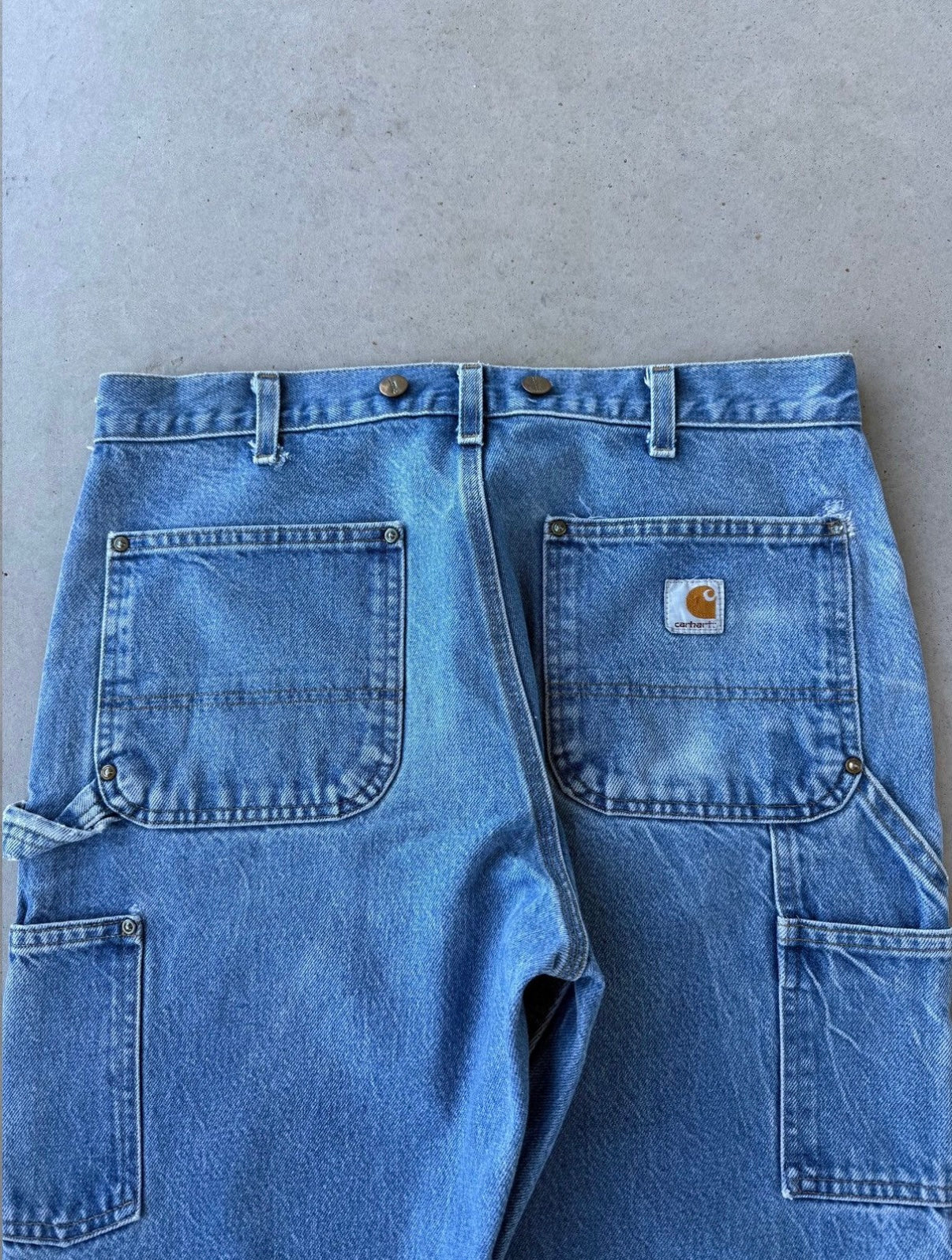 90’s Carhartt Double Knee Denim Thrashed Pants [34x30]