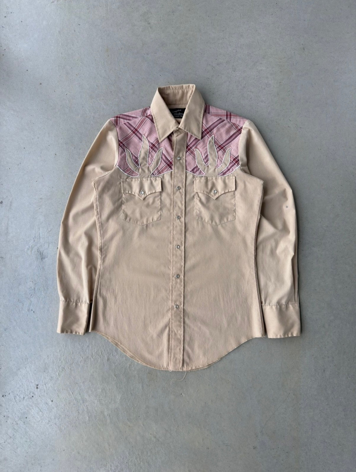 90s Western Pearl Snap Long Sleeve Shirt [M]