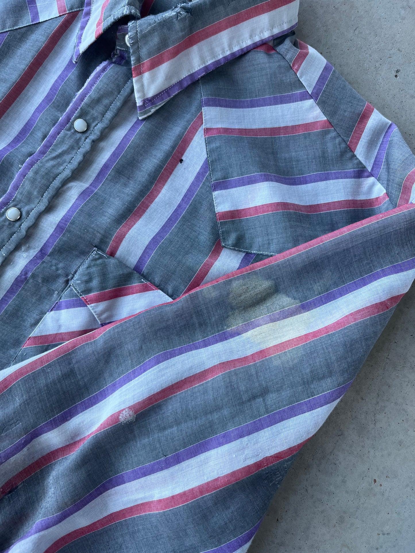 90’s Striped Pearl Snap Button Up [XL]