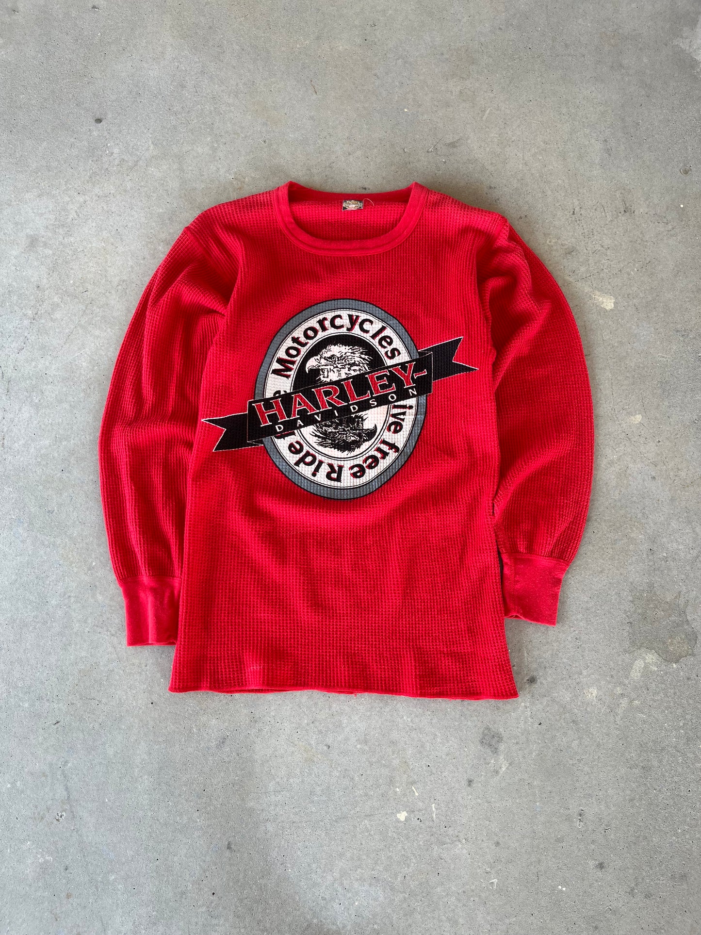 80’s Red Harley Davidson Thermal Long Sleeve [M]