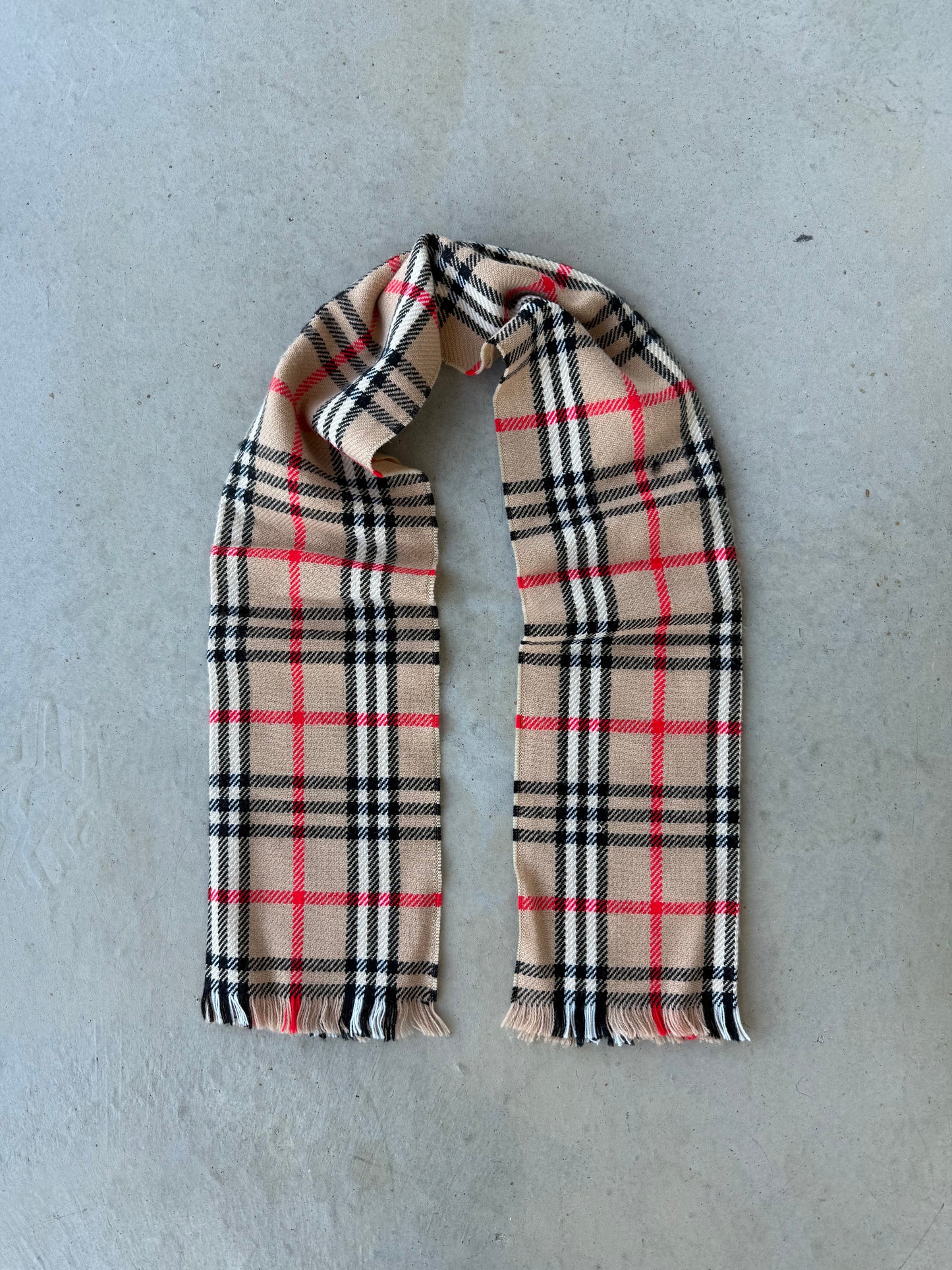 90’s Acrylic Beige Plaid Scarf