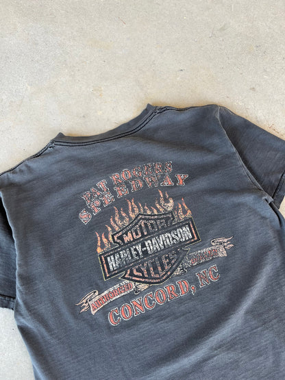 00’s Sun Faded Harley Davidson Concord, NC Flame T-Shirt [M]