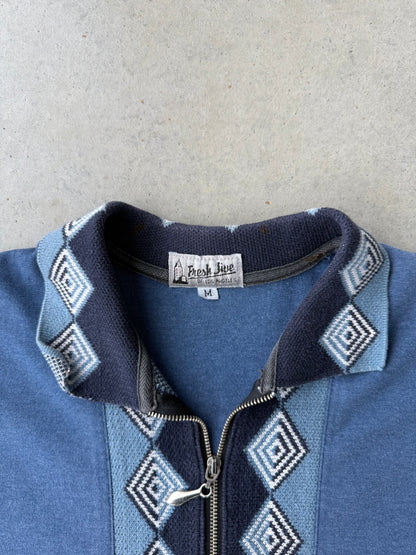 80’s Aztec Full Zip Short Sleeve Polo [M]