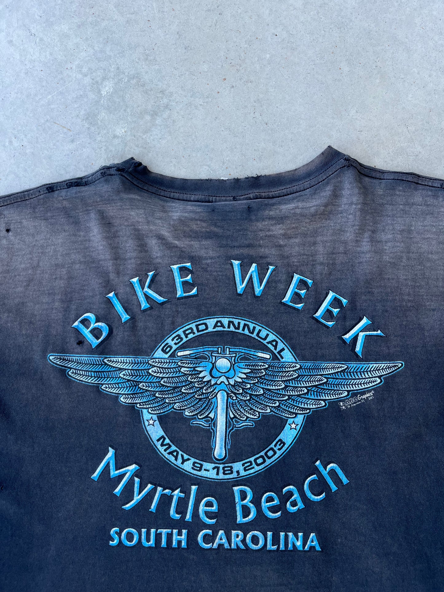 '03 Sun Faded Myrtle Beach Bike Week T-Shirt [XL]