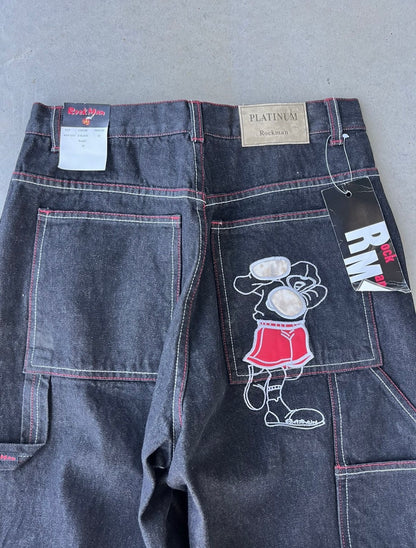 Y2K Rock Man Black Denim Baggy Jeans [32x32]