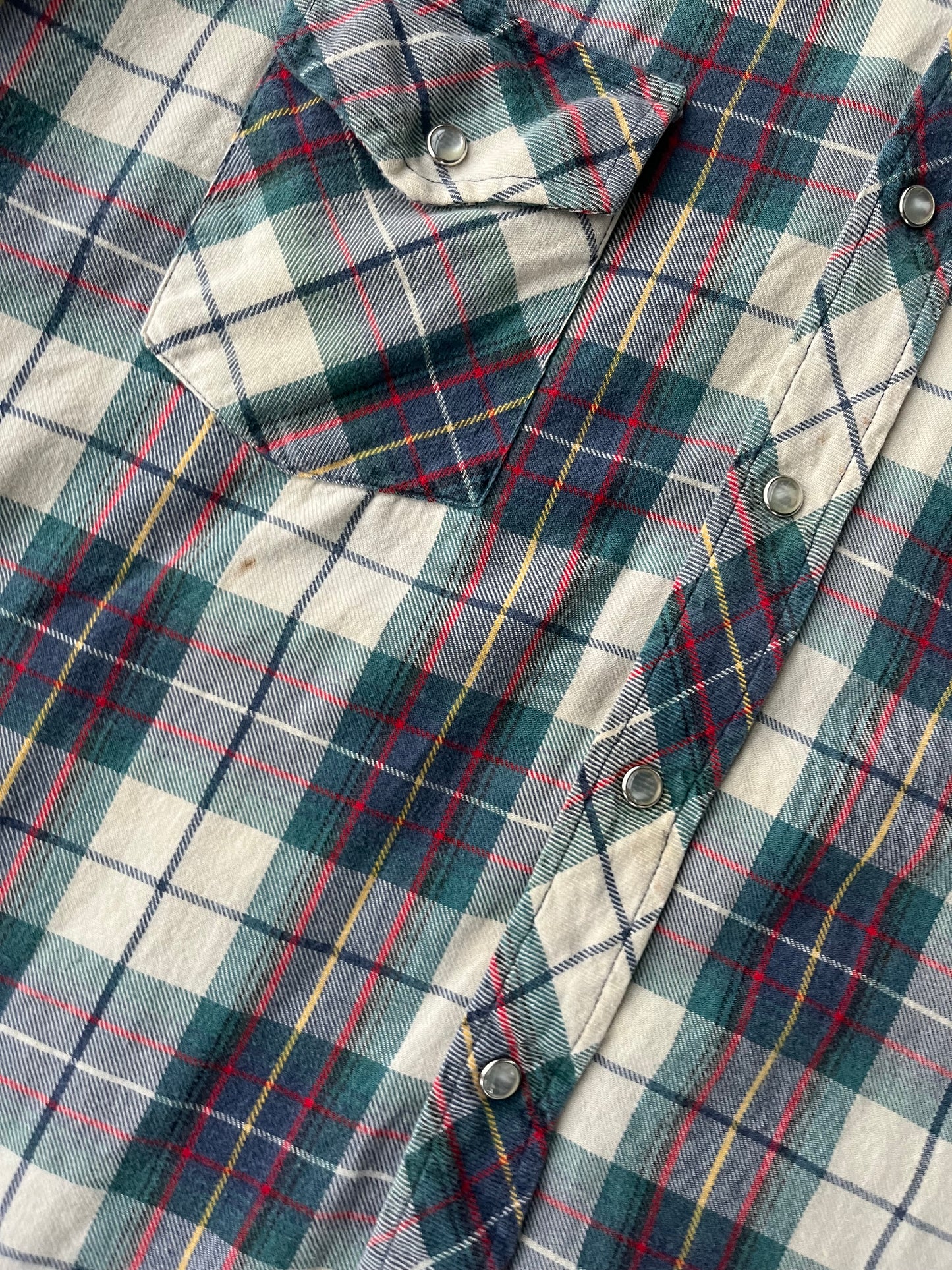 90s Western Pearl Snap Flannel [XL]