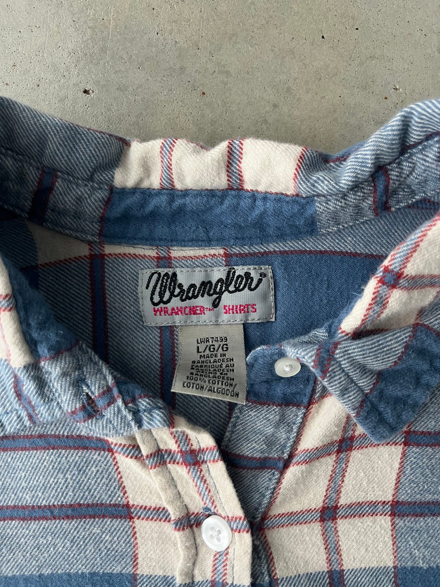 00s Wrangler Plaid Light Blue Flannel [L]