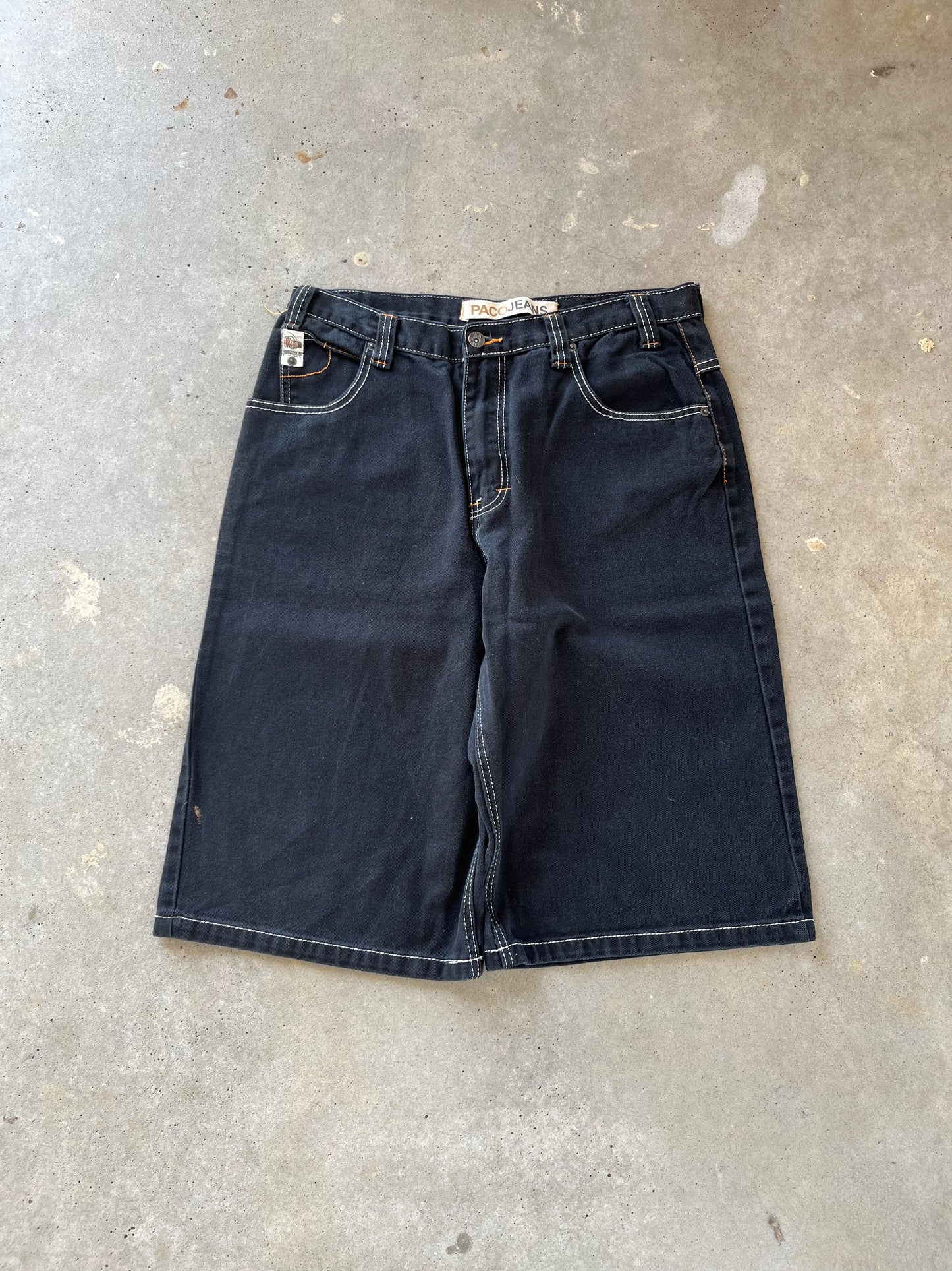 Y2K Black Paco Jeans Baggy Shorts [32]