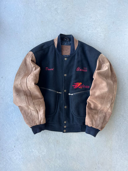 90s Kawasaki Fire & Steel Vulcan Motorcycle Leather Jacket [XL]