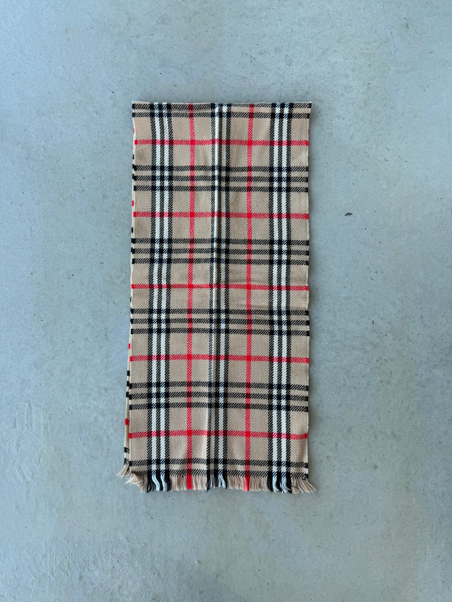 90’s Acrylic Beige Plaid Scarf