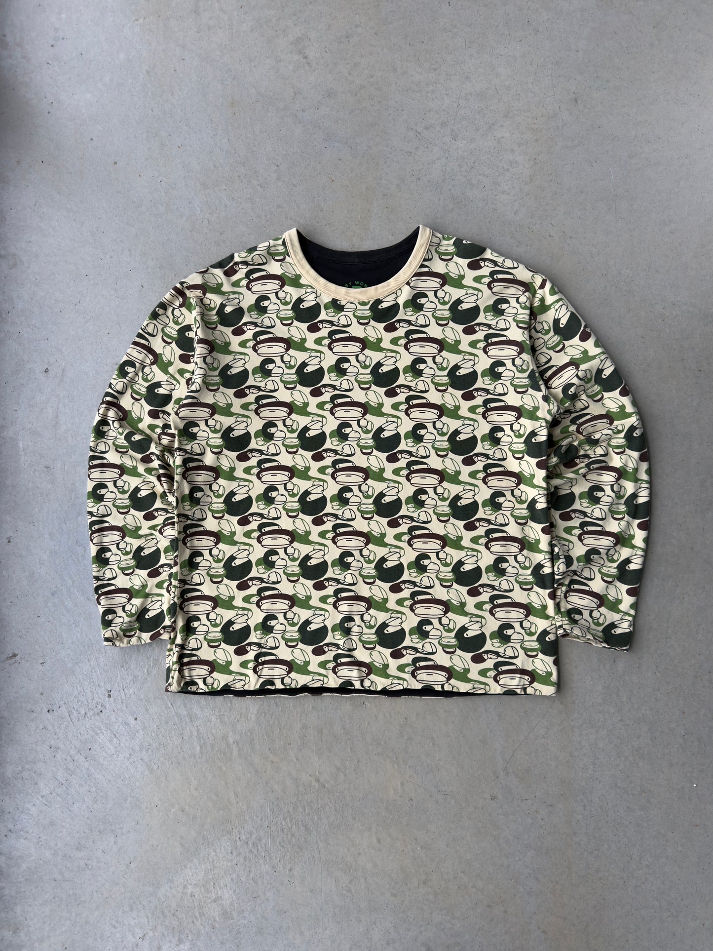 2000’s A Bathing Ape Baby Milo Camo Reversible Long Sleeve [XL]
