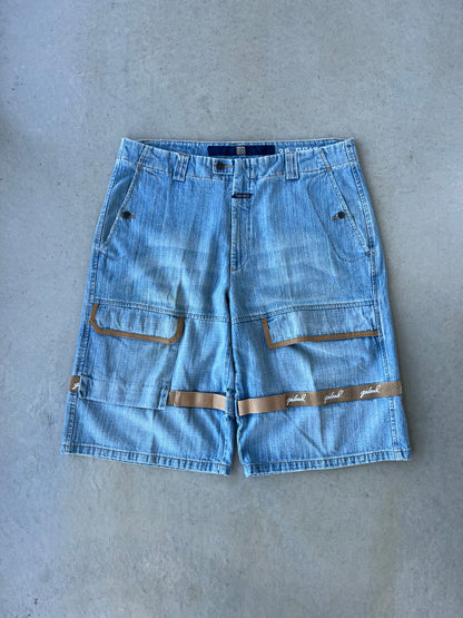 Y2K Girbaud Gold Stripe Baggy Shorts [41]