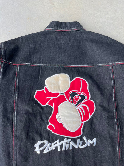 Y2K Rock Man Black Embroidered Jean Jacket [L]