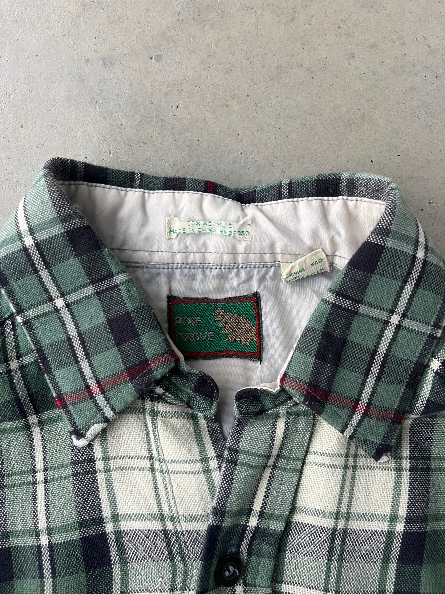 90s Plaid Green Acrylic Flannel [M]