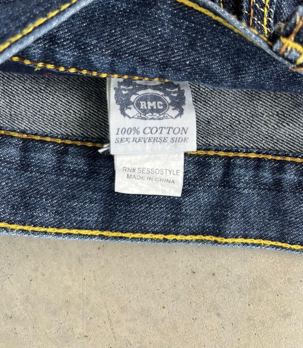 Y2K RMC Embroidered Baggy Dark Wash Pants [34x33]