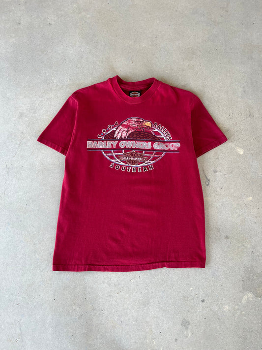 1994 Maroon Harley Davidson Asheville, NC T-Shirt [M]