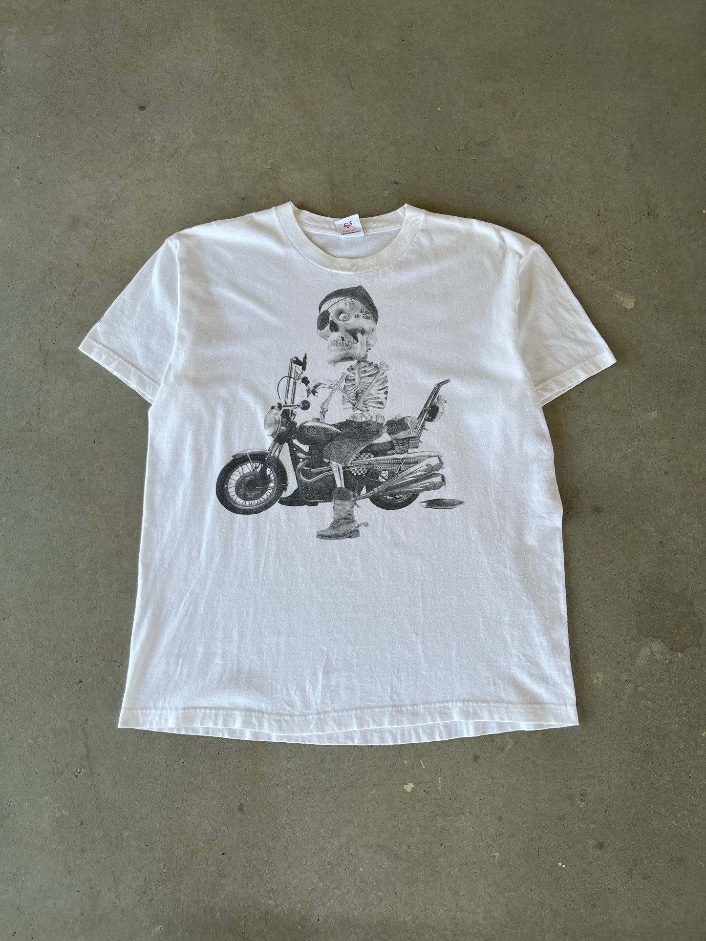 Y2K Fox Racing Motocross Skeleton Biker T-Shirt [L]