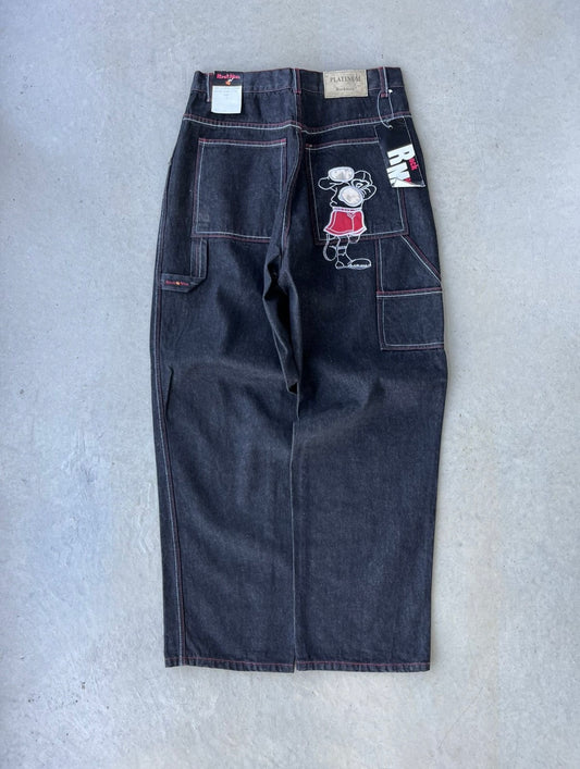 Y2K Rock Man Black Denim Baggy Jeans [32x32]