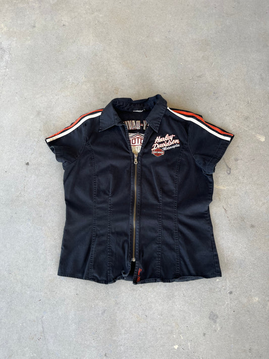 Y2K Women’s Harley Davidson Full Zip Biker Top [M]